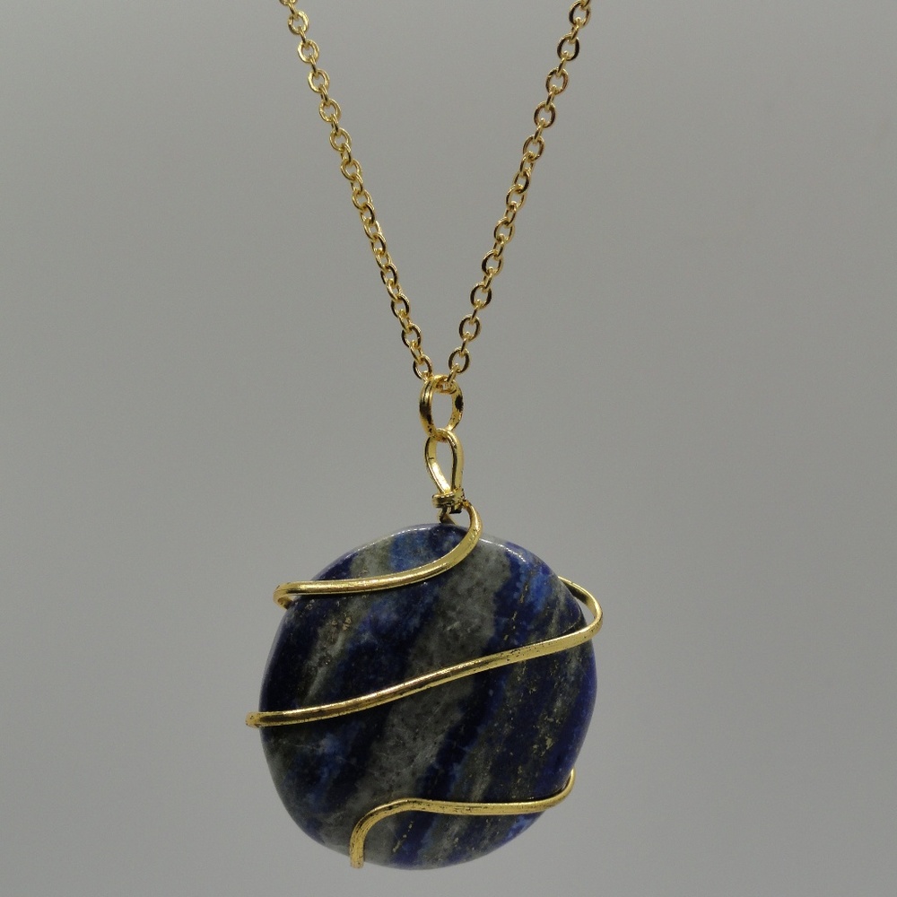 Wire Wrapped Lapis Lazuli Pendant